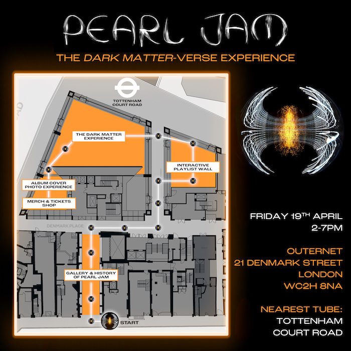 Map of Pearl Jam experience at Outernet